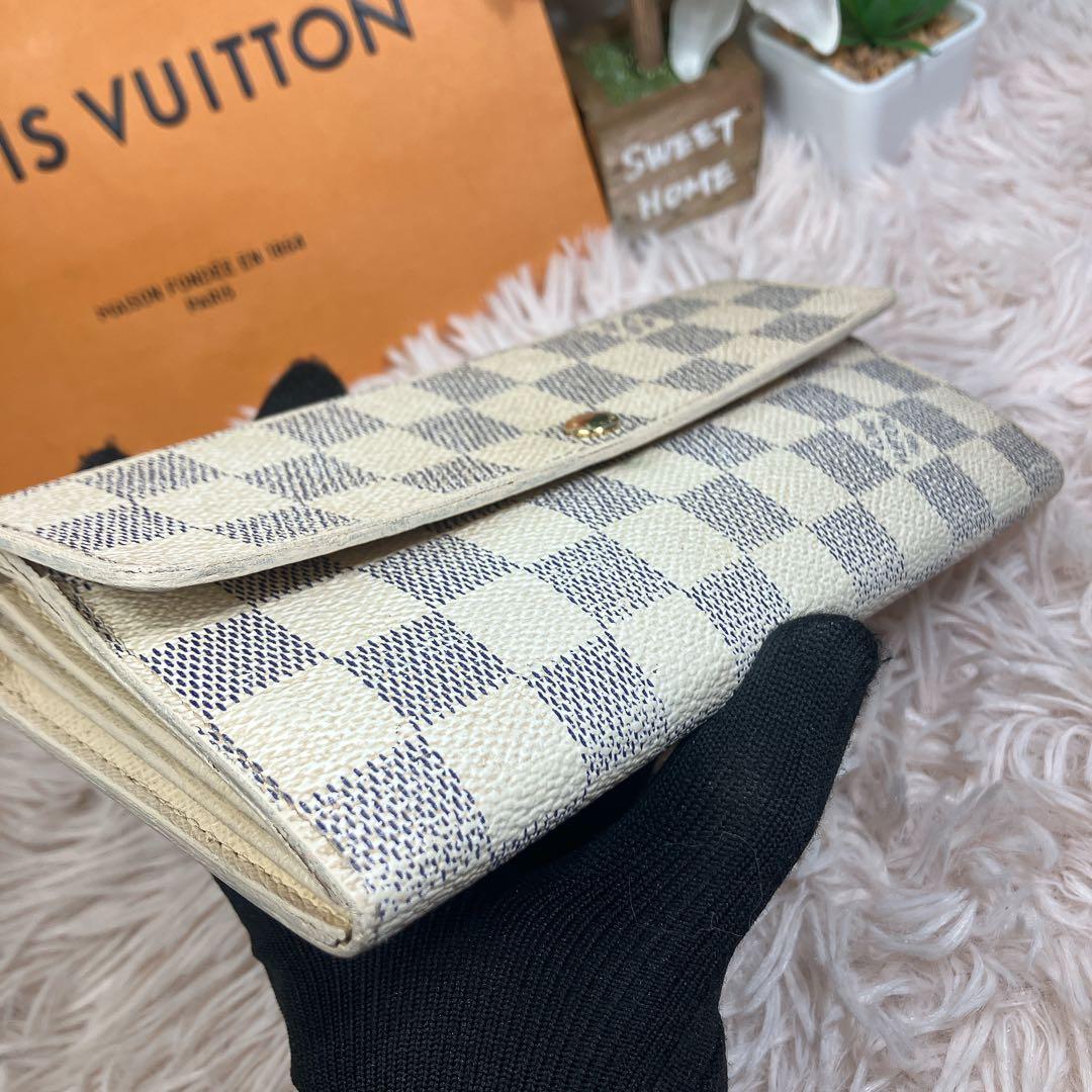美品 ルイヴィトン ダミエアズール ポルトフォイユ サラ レディース 長財布