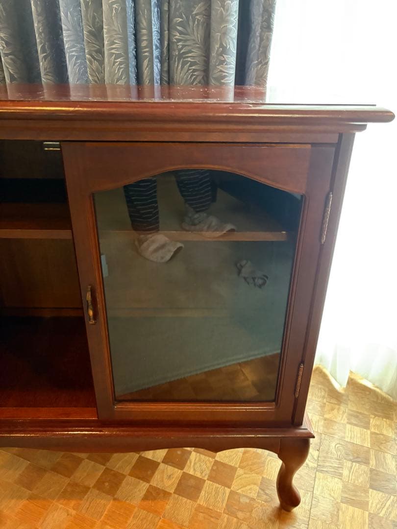 木製ダークブラウンキャビネット（訳あり）