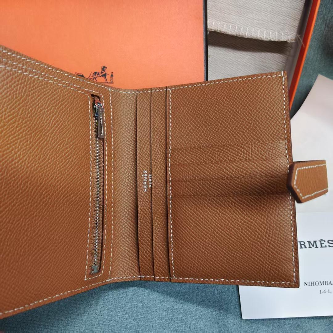 二つ折り財布 ブラウン レザー