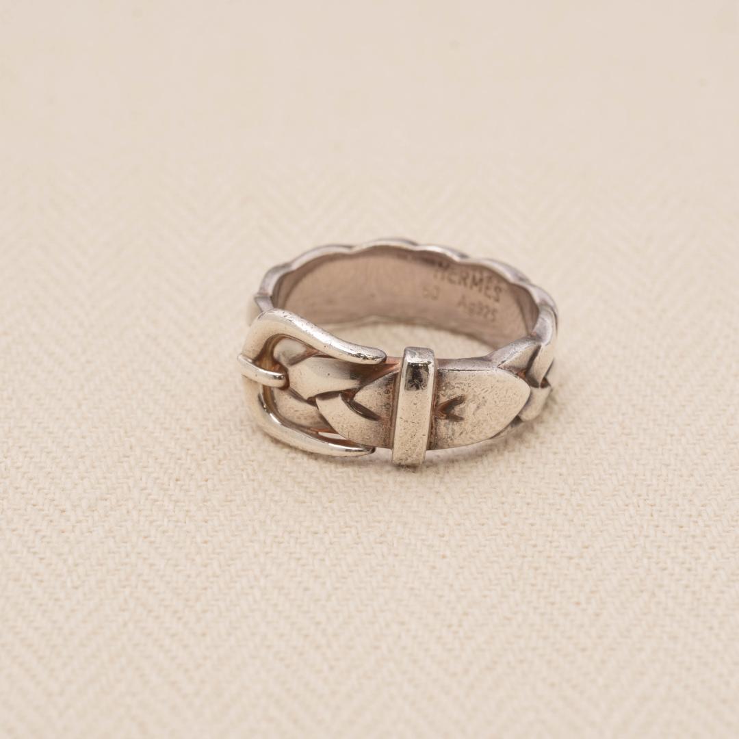 Hermès ベルトモチーフ　ヴィンテージ リング 9-9.5号　＃50