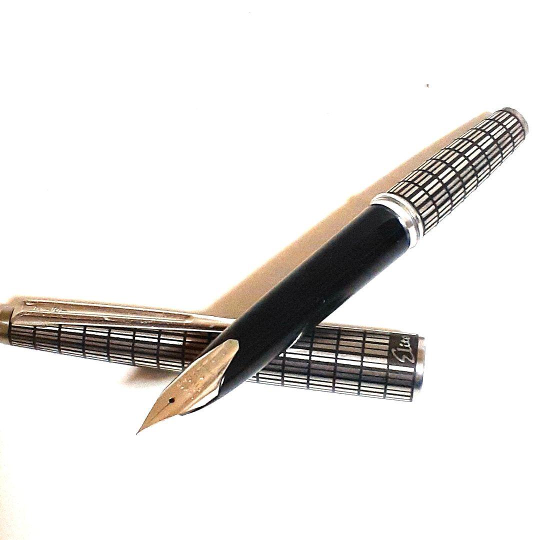 パイロット PILOT Elite 万年筆 ペン先14K-585刻印 全格子柄