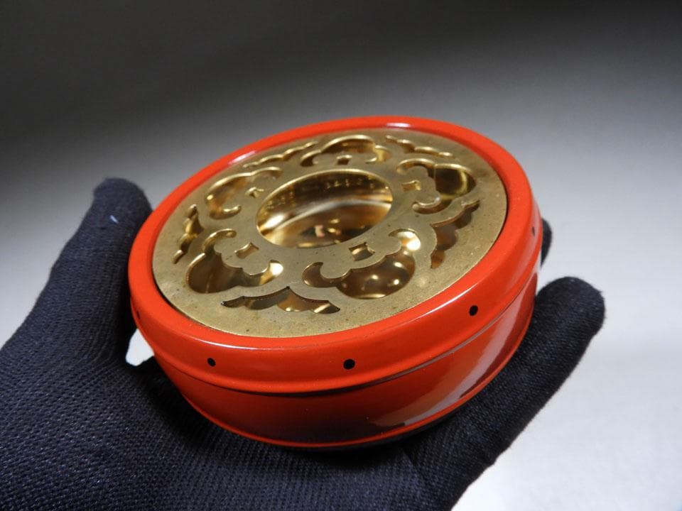 ●志路川作 国宝重要文化財 日光社寺古材 本朱漆塗 獅子頭 小箱 灰皿 正月最適