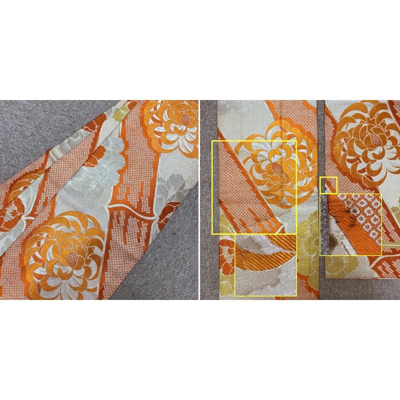 510ag46◎七五三 七歳 女児 アンティーク着物&丸帯 レトロ 鳳凰 紫◎