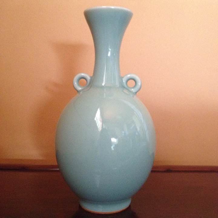 花瓶  (清水焼青瓷)富田洛山作