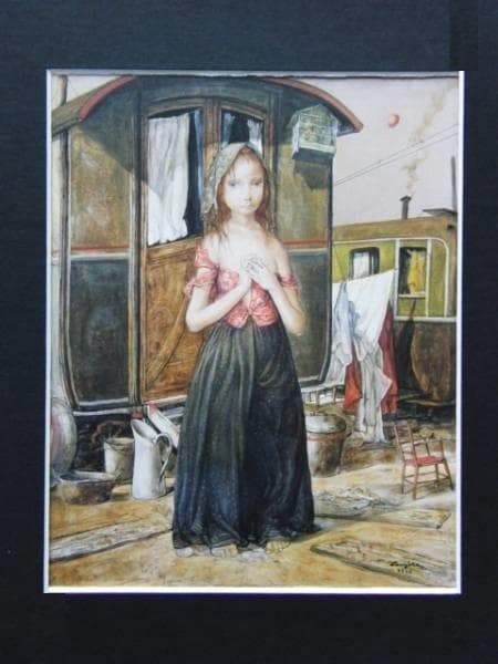 藤田嗣治、【La Bohemienne】、希少な額装用画集より、厳選、新品額装