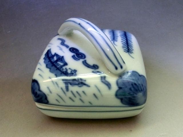 香合■染付隅田川 平安 祥堂 西四級目 桐共箱 お茶道具 古美術 時代物 骨董■