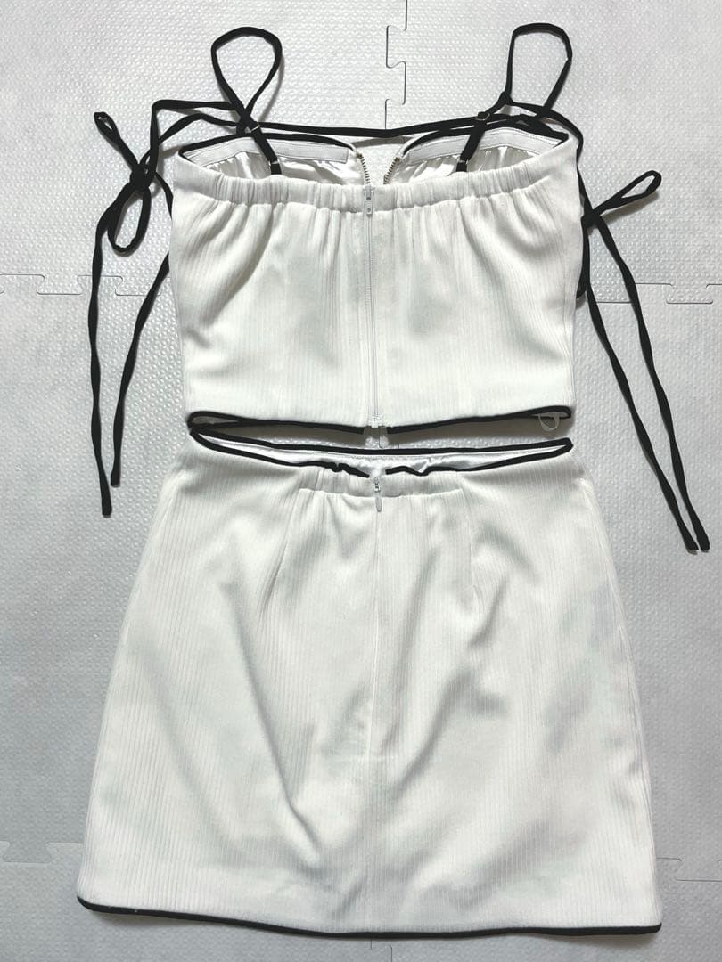 ローブドフルール キャバクラ ドレス セットアップ リボン リブ ホワイト 白