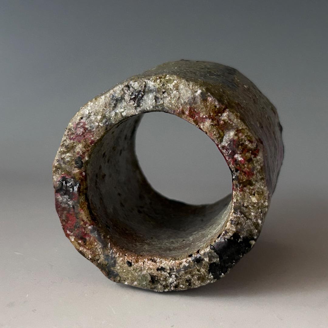 茶道具　つくね　焼貫　蓋置　二代　小川長楽　共箱　陶芸　楽焼　京都　棚　稽古