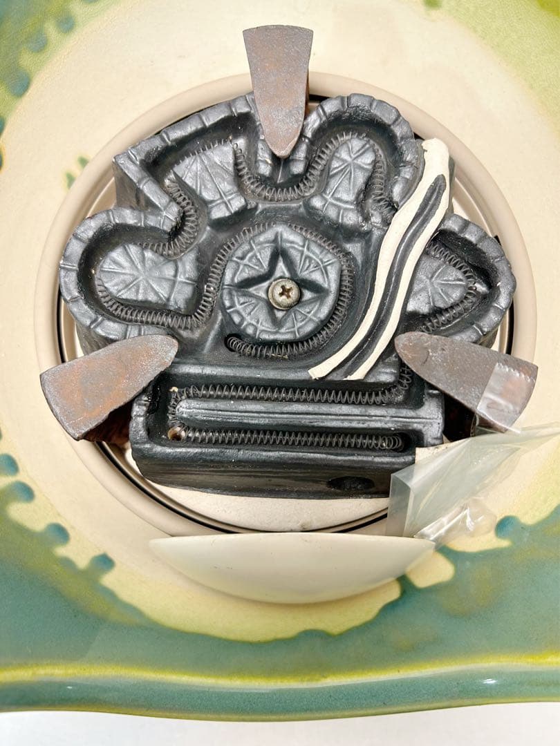 美品 茶道具 野々田織部(紅鉢型)風炉型電熱器 竹紋 筒釜2点セット元箱