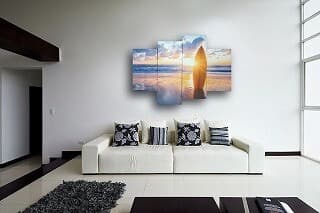 キャンバスアート Surfboard on the beach  (4枚)