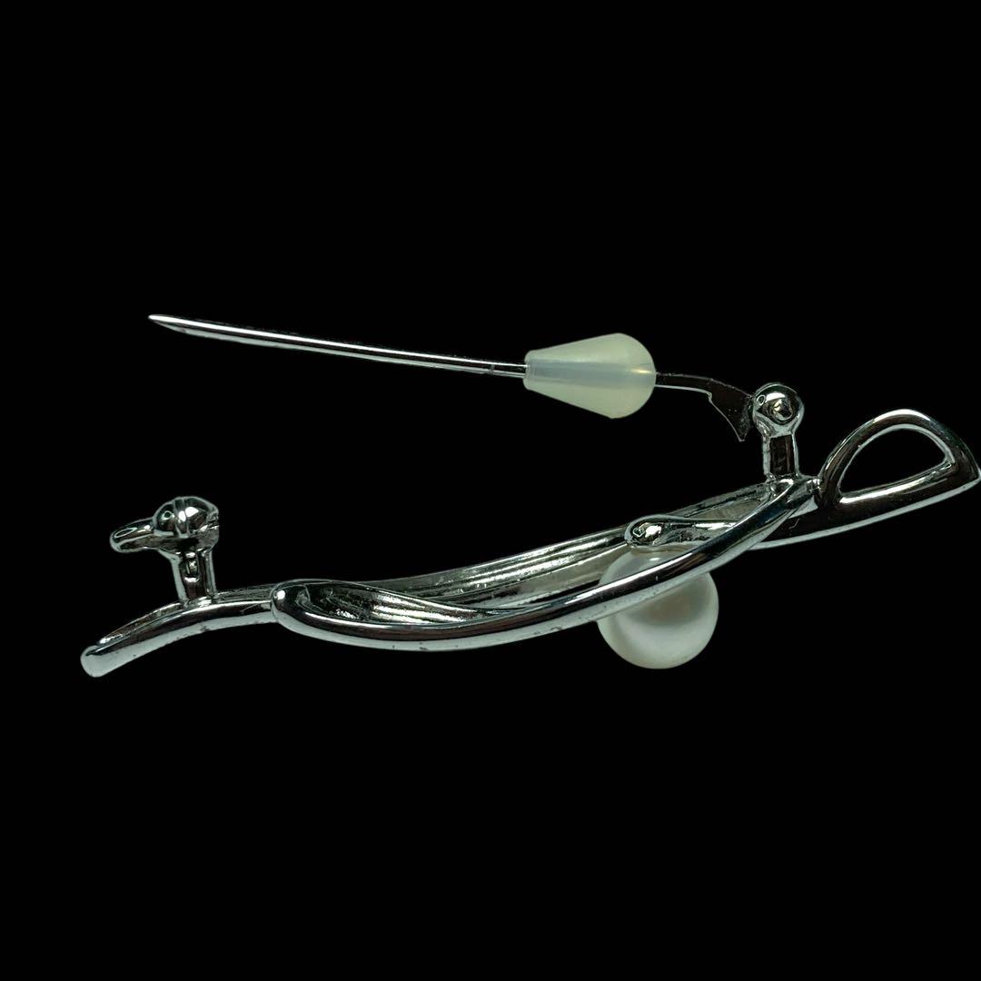 美品　TASAKI ブローチ　パール　6mm シルバー　ウイングモチーフ