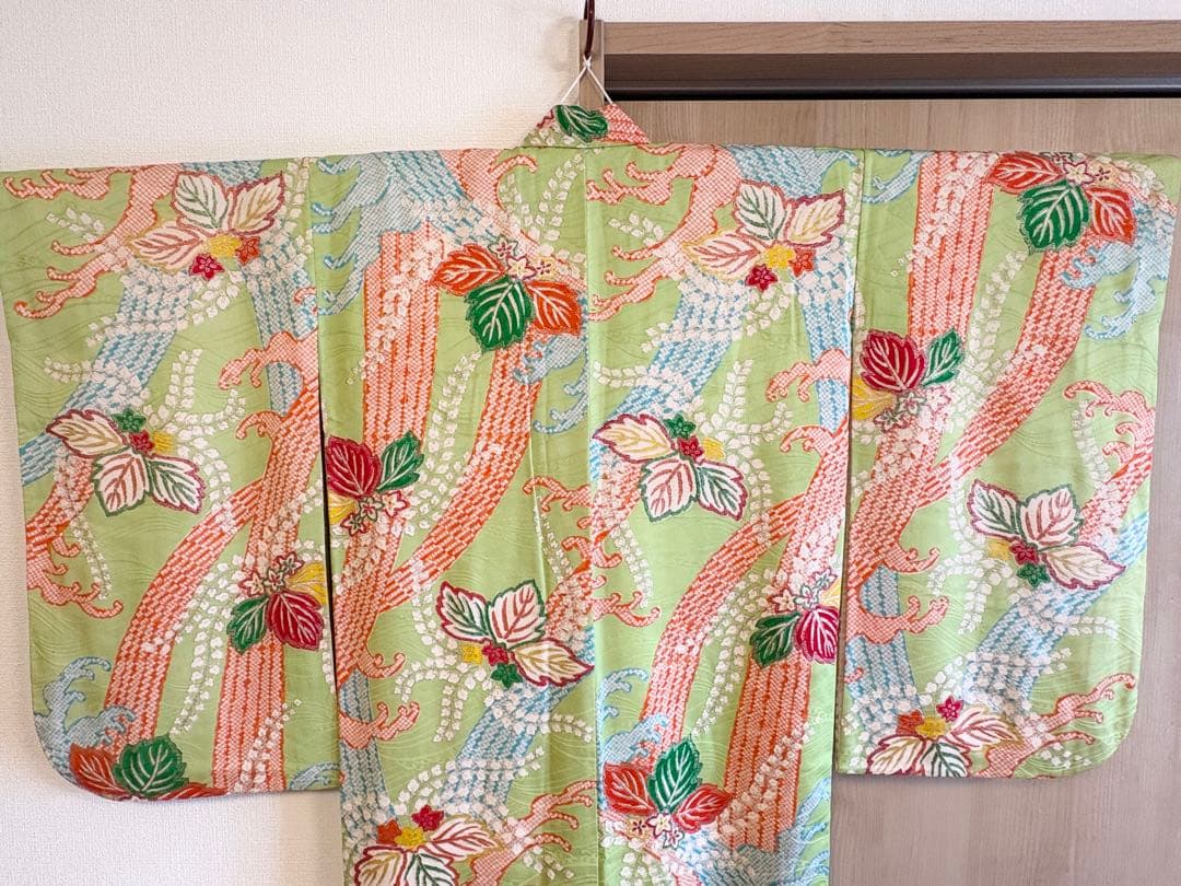 七五三 3歳 4歳 5歳 着物 被布セット 正絹 ヴィンテージ M2509152