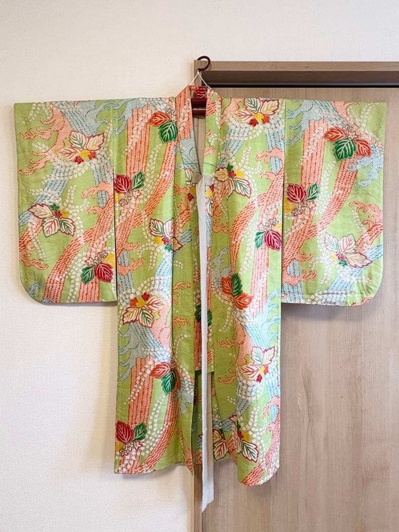 七五三 3歳 4歳 5歳 着物 被布セット 正絹 ヴィンテージ M2509152