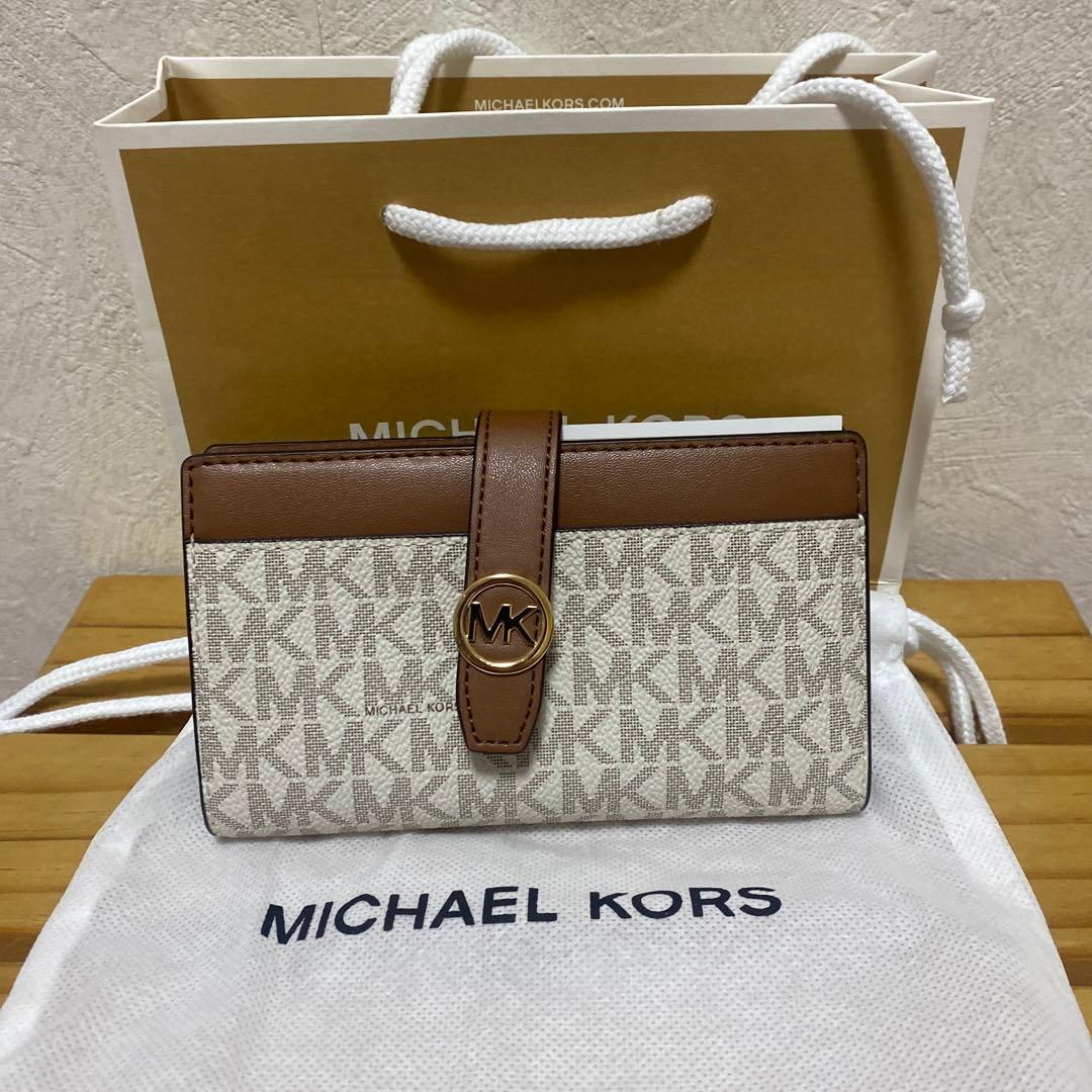 MICHAEL KORS BI-FOLD財布 ベージュ/ブラウン