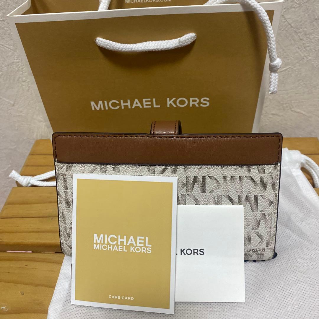 MICHAEL KORS BI-FOLD財布 ベージュ/ブラウン