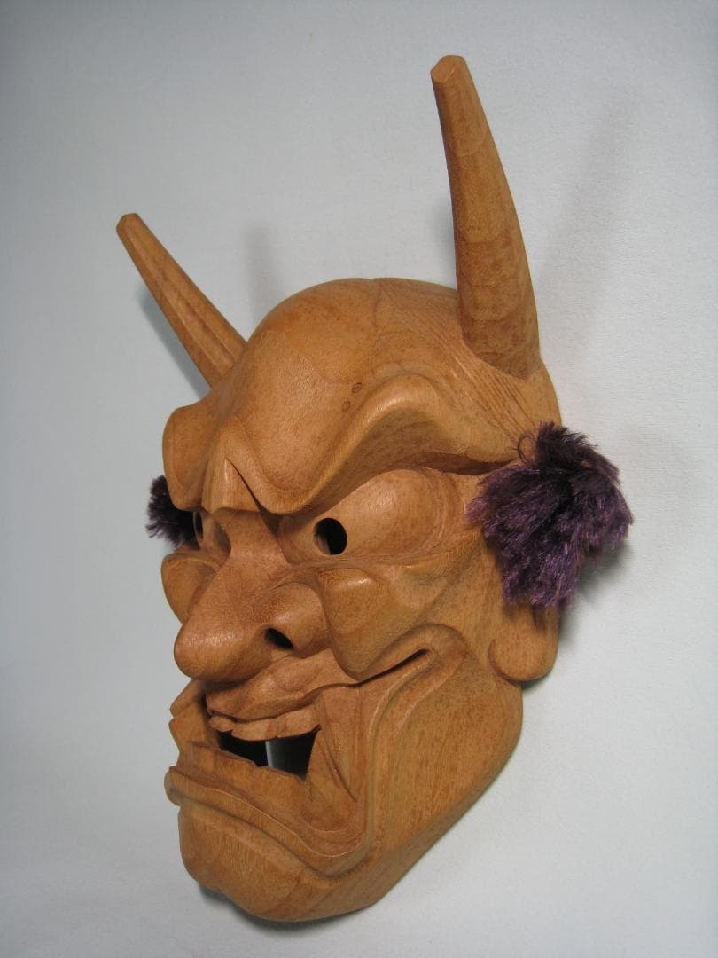 山中象堂　般若面　本物の讃岐一刀彫　一位材