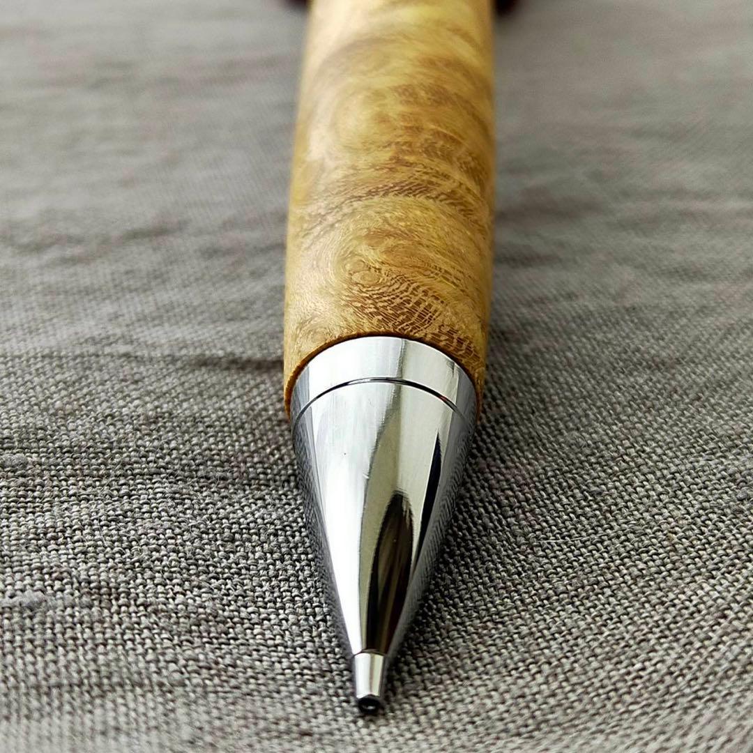 アカシア瘤　ハンドメイド　木軸シャープペン　0.5mm　天然木　シルバー