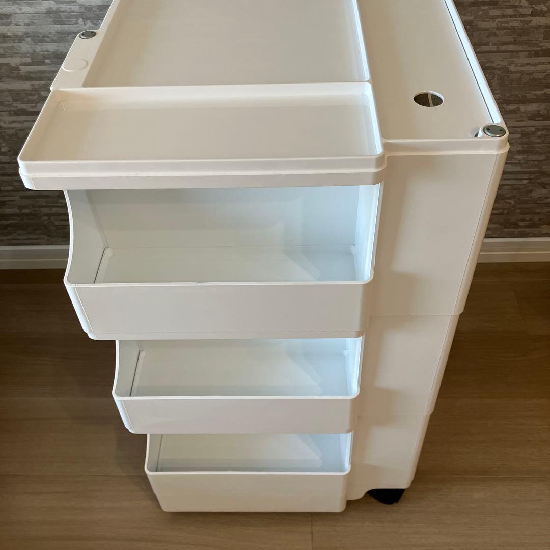 ボビーワゴン　ホワイト 3段チェスト 2トレイ付き キャスター付き