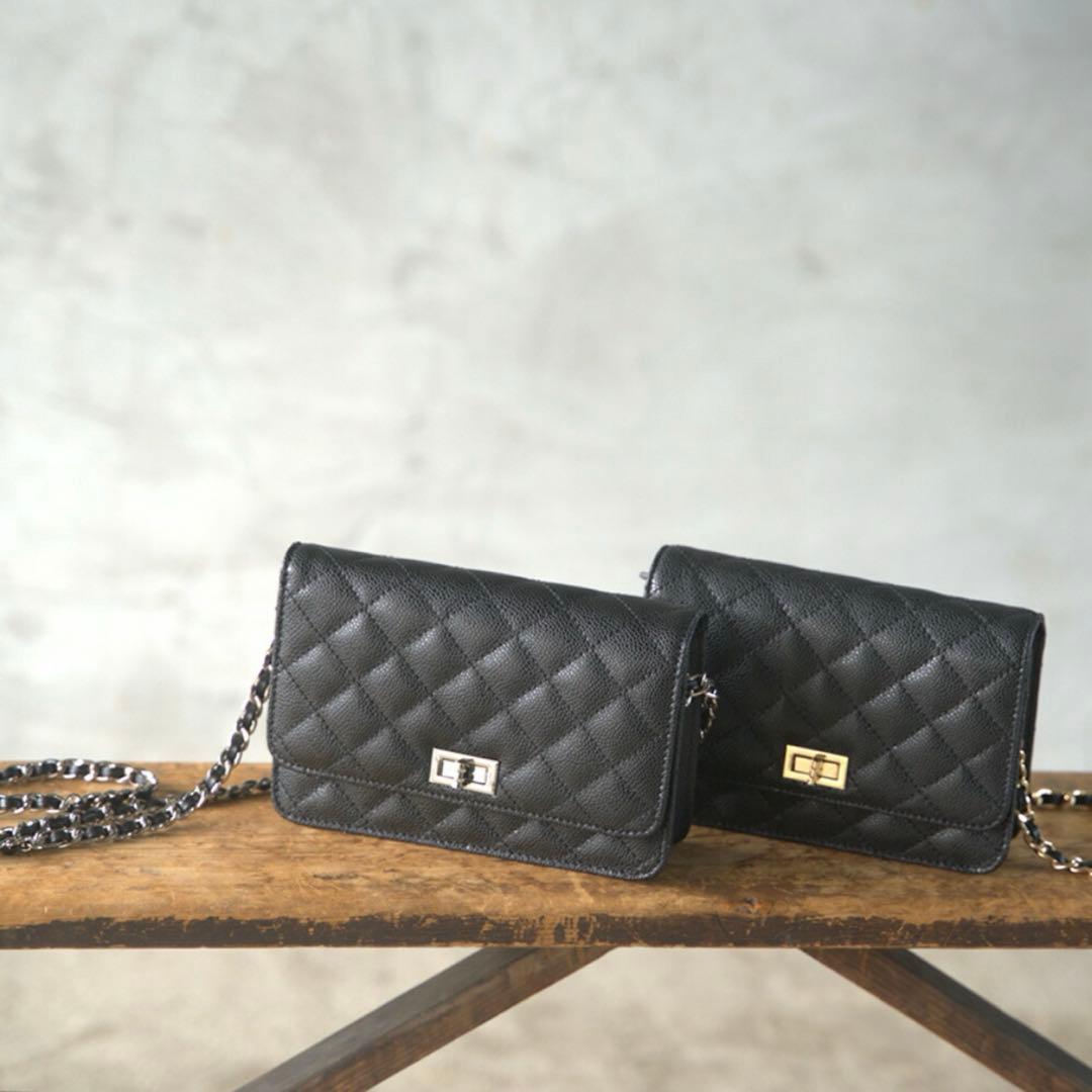東京百花　キルティングチェーンバッグ　Caviar Oggia キャビアスキン