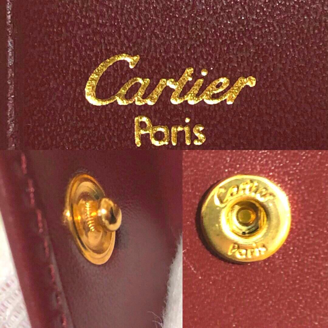 未使用✨カルティエ　 レザー　二つ折り財布 マストライン ボルドー系