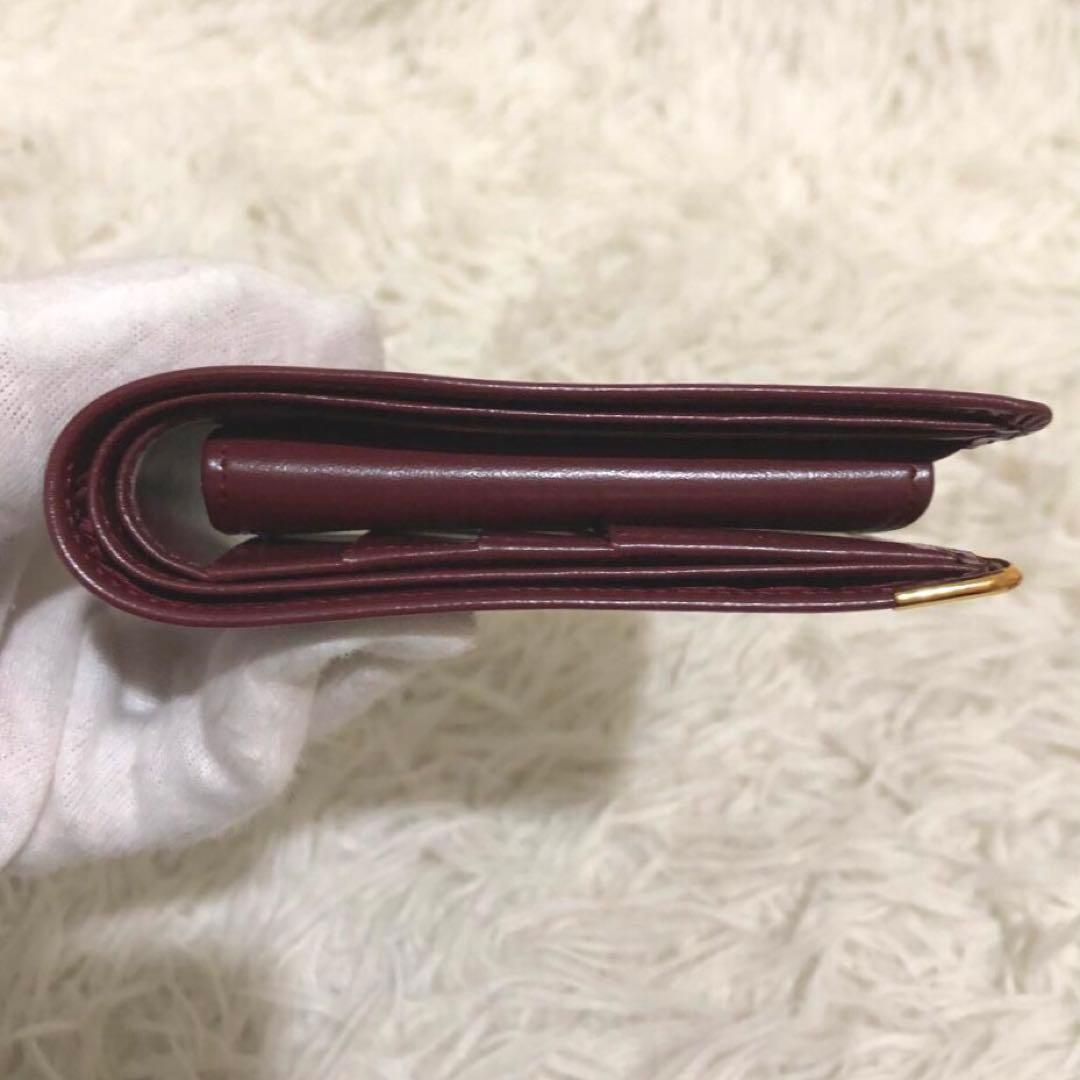 未使用✨カルティエ　 レザー　二つ折り財布 マストライン ボルドー系