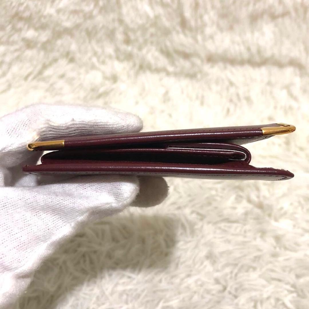 未使用✨カルティエ　 レザー　二つ折り財布 マストライン ボルドー系