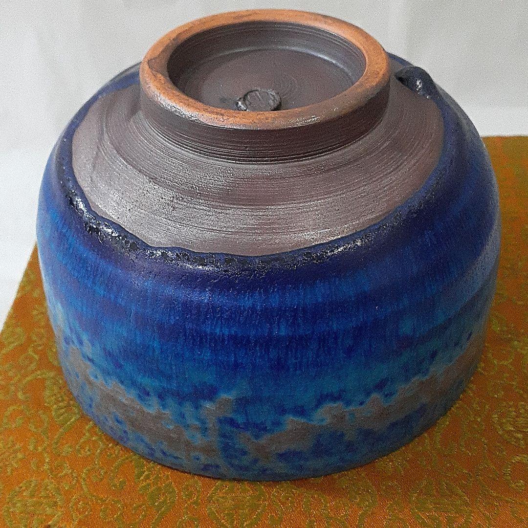 中国建泰焼 孔雀藍 抹茶碗