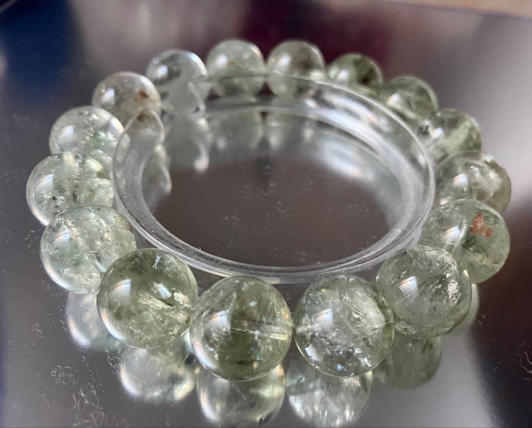 奇跡の聖なるグリーン水晶　幻の聖山カイラス　天然水晶　約13.4〜13.8ミリ