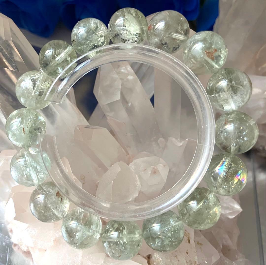 奇跡の聖なるグリーン水晶　幻の聖山カイラス　天然水晶　約13.4〜13.8ミリ