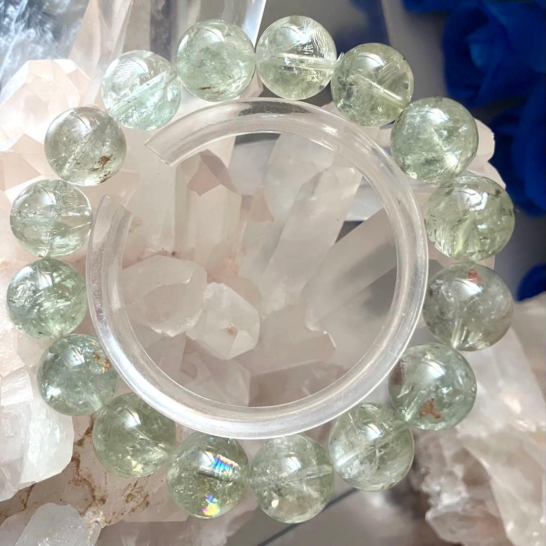 奇跡の聖なるグリーン水晶　幻の聖山カイラス　天然水晶　約13.4〜13.8ミリ