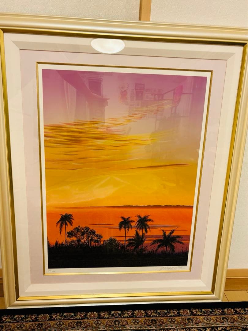 ミッシェル·バテュ　シルクスクリーン　サンセットビーチ　証明書付き