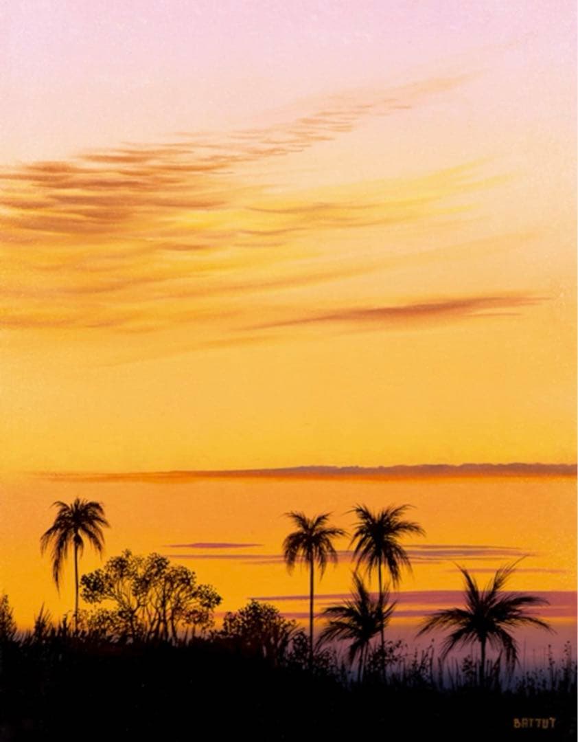 ミッシェル·バテュ　シルクスクリーン　サンセットビーチ　証明書付き