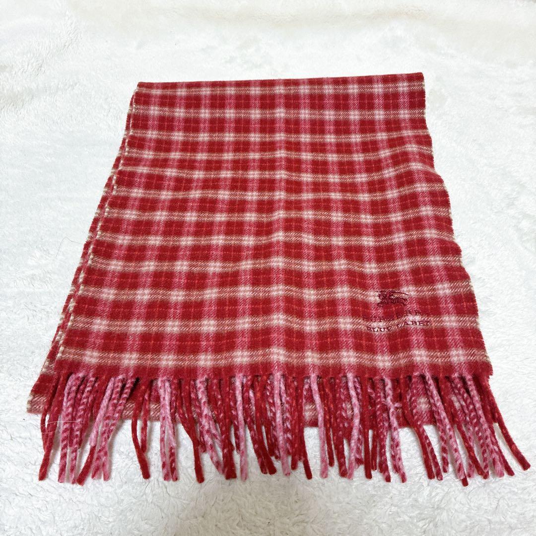 BURBERRY BLUE LABEL バーバリー　赤 チェック マフラー