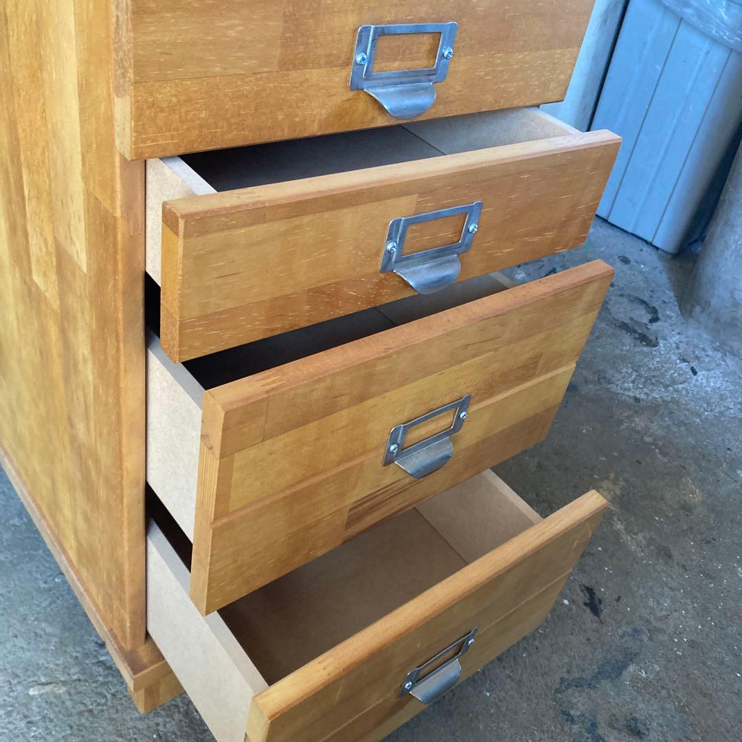 A4サイズ プレート多段チェスト8段 木製 無垢 書類チェスト A