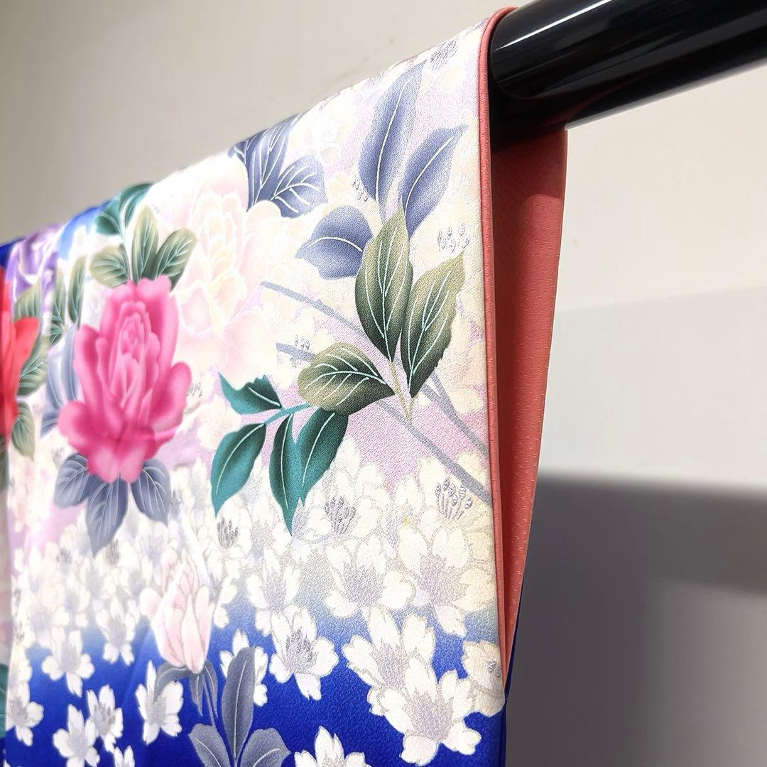 振袖　薔薇　桜　銀彩　着物　081tz