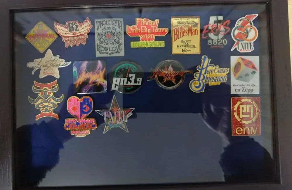 B'z ピンバッチ17個セット( 木製フレーム入り)