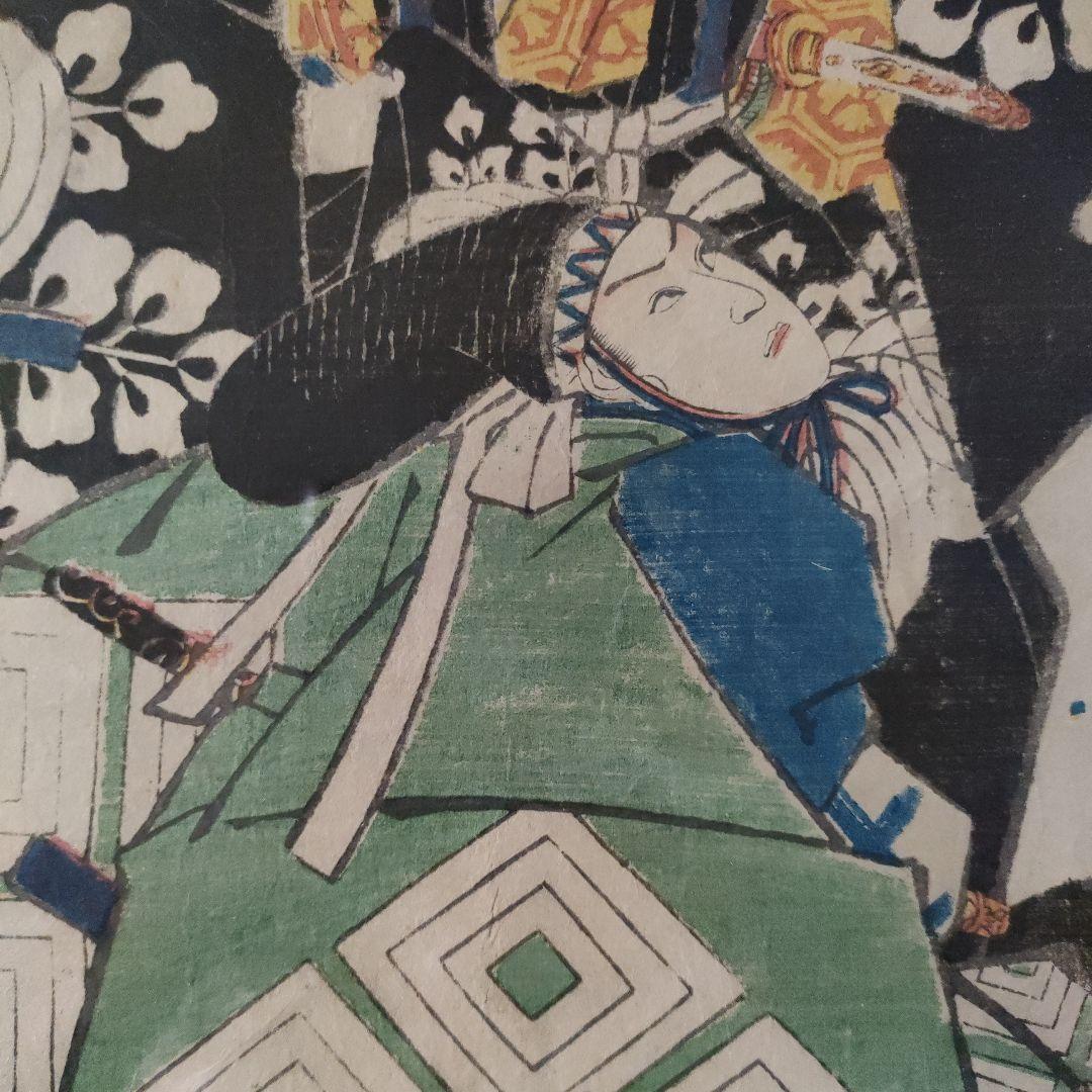 一恵斎芳幾　浮世絵木版画　仮名手本忠臣蔵初段『高野武蔵守　桃井若狭之助』1855