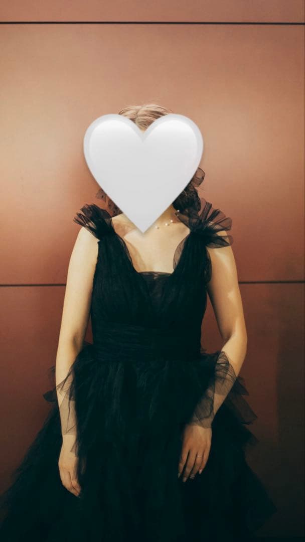 エレガント ブラック ロングドレス Mサイズ　チュール