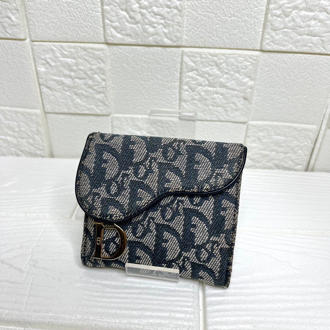 ✨美品✨☘️クリスチャンディオール☘️✨折り財布✨トロッター柄✨キャンバスレザー✨