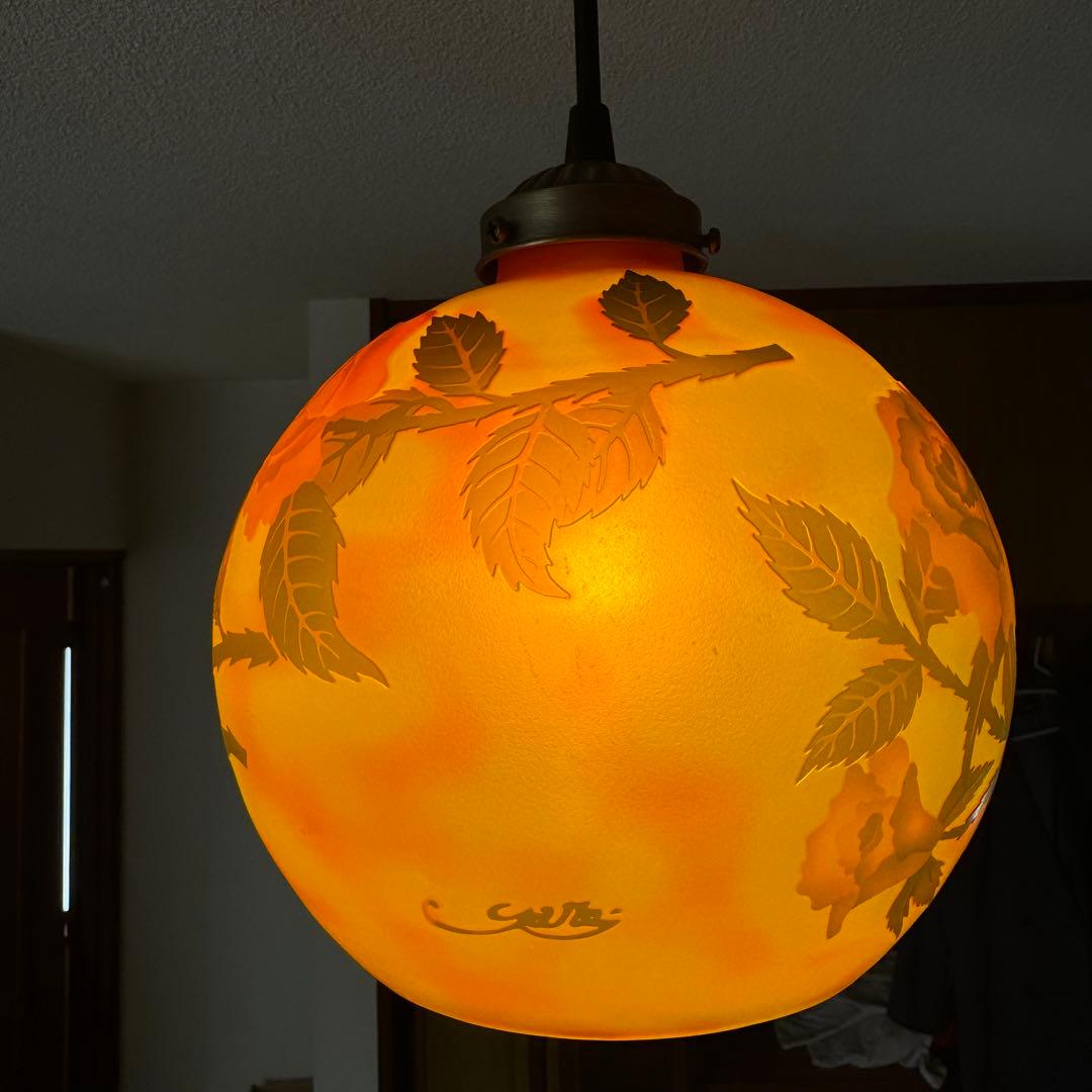 Emile Galleエミールガレ　カメオ　バラ　薔薇　ランプ　天井ライト　照明