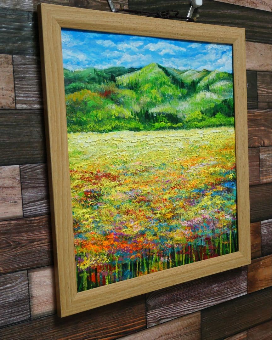 油絵 絵画 【野花の風景】