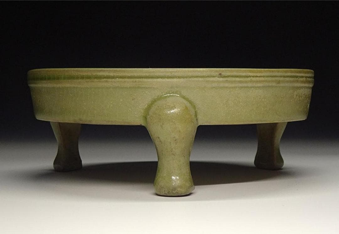 中国古玩 汝窯 筆洗 水孟 水盂 三足器 唐物 時代物 書道具 t66871