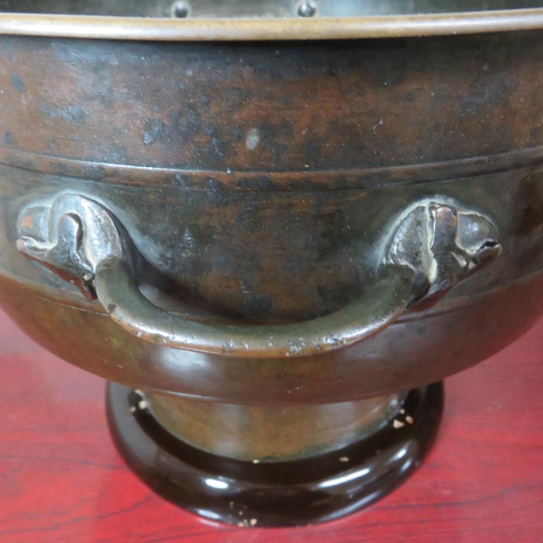 半銅火鉢 手あぶり 炉 共箱 炭 灰入り 共箱 明治 名家 蔵出し初荷