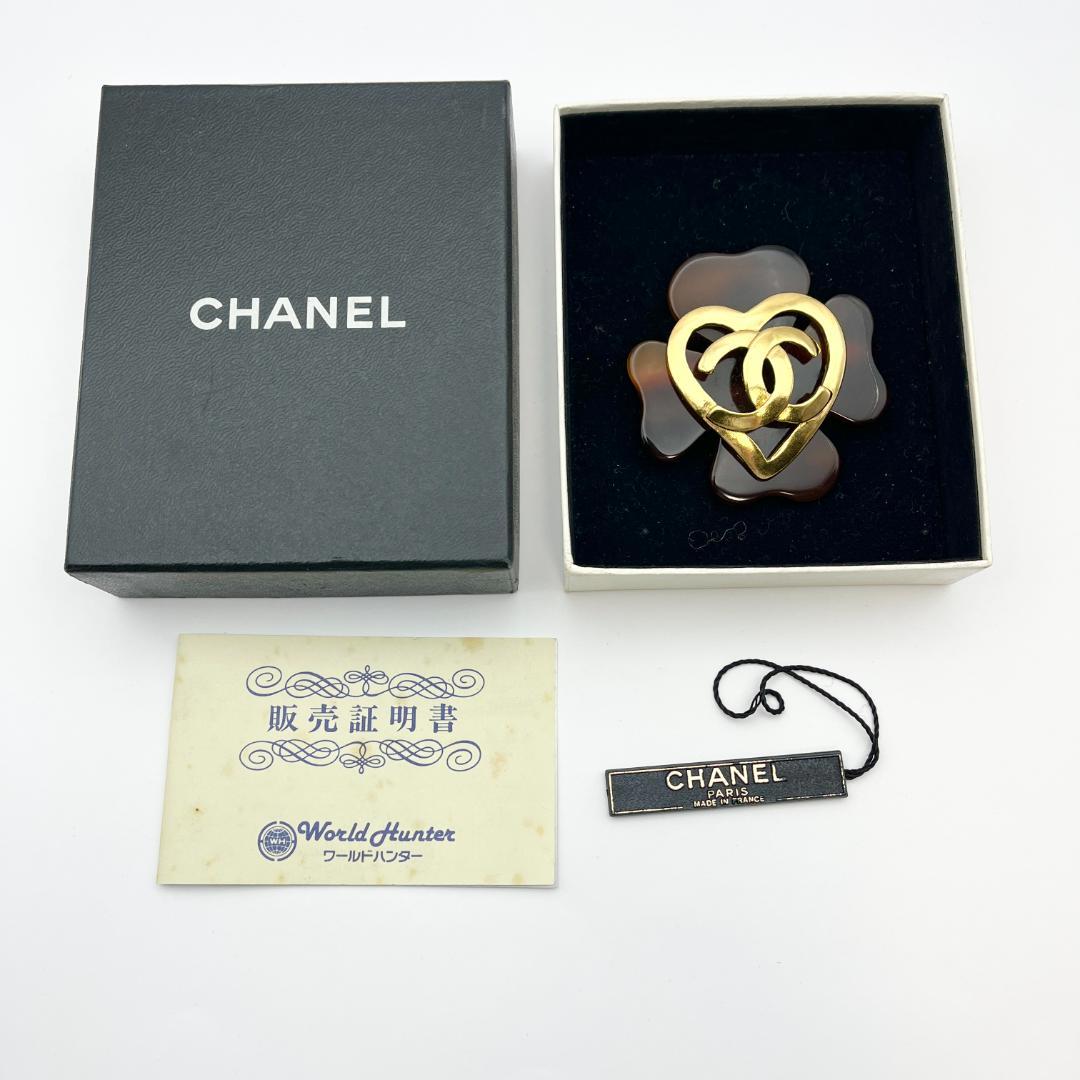 シャネル 95P ココマーク ハート べっ甲 フラワー GP ブローチ マーブル