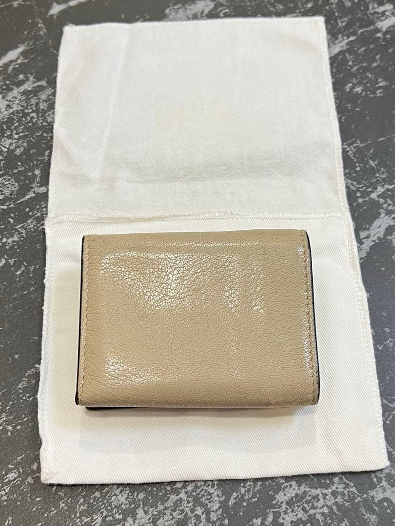 【ゆな】Dior レザー三つ折り財布 ベージュ ピンク