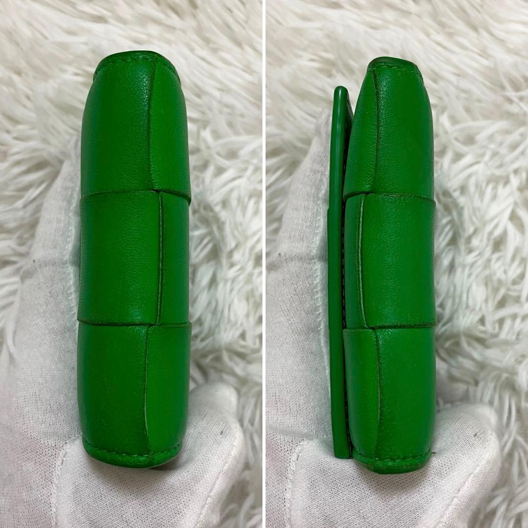 極美✨ボッテガヴェネタ 三つ折り財布 カセット レザー グリーン