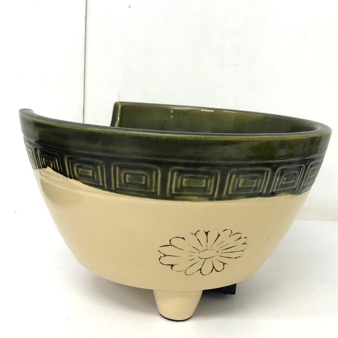 4374-E 茶道具 織部 野々田 風炉型 電熱器 敷板付