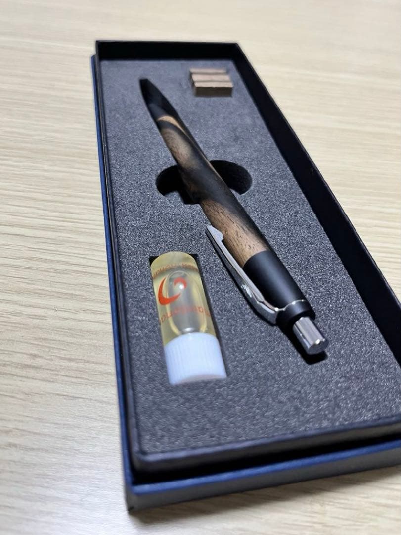 【新品未使用】新型 野原工芸 黒柿 シャーペン シルバー