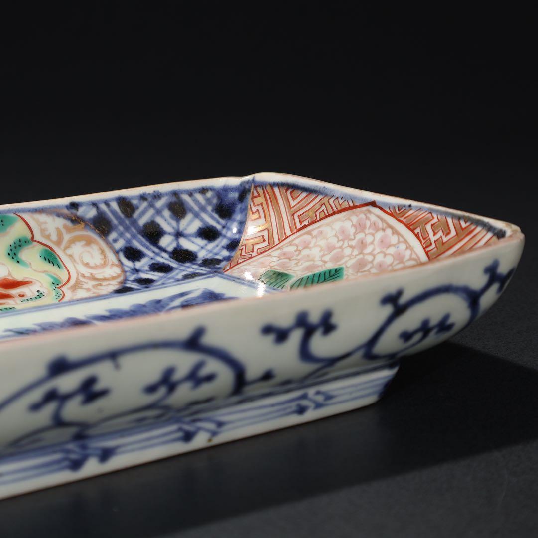 伊万里金襴手　花文長皿　骨董　古伊万里　R0229w3ダB