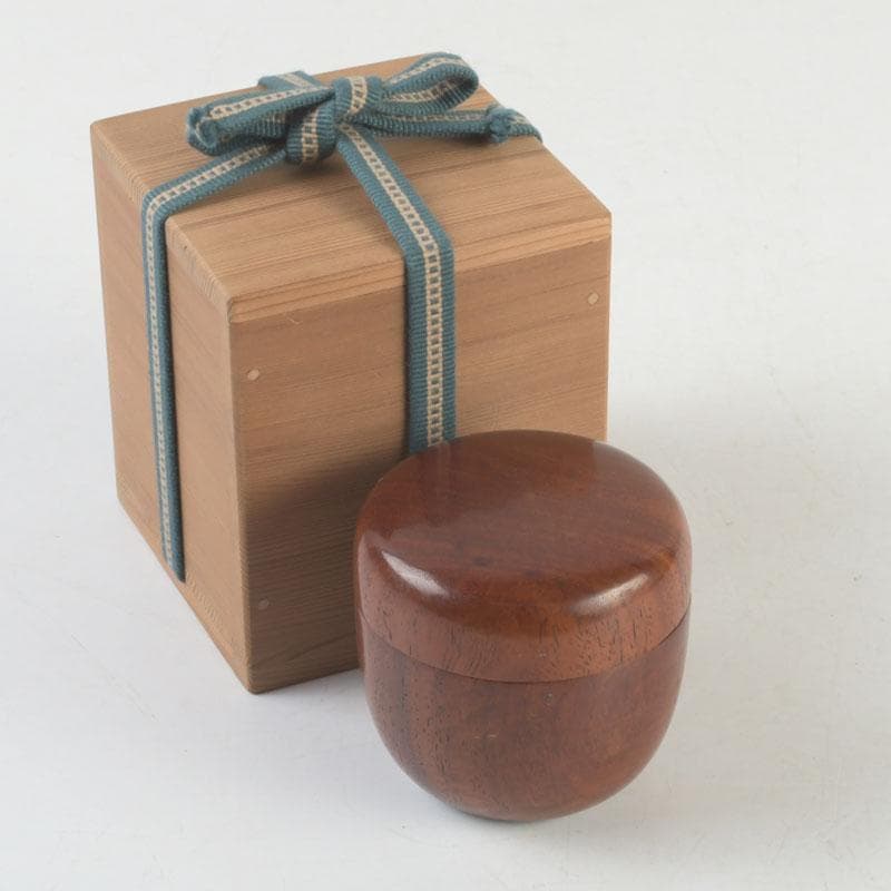 茶道具　天然木　無垢彫　棗　時代箱付　V　9311